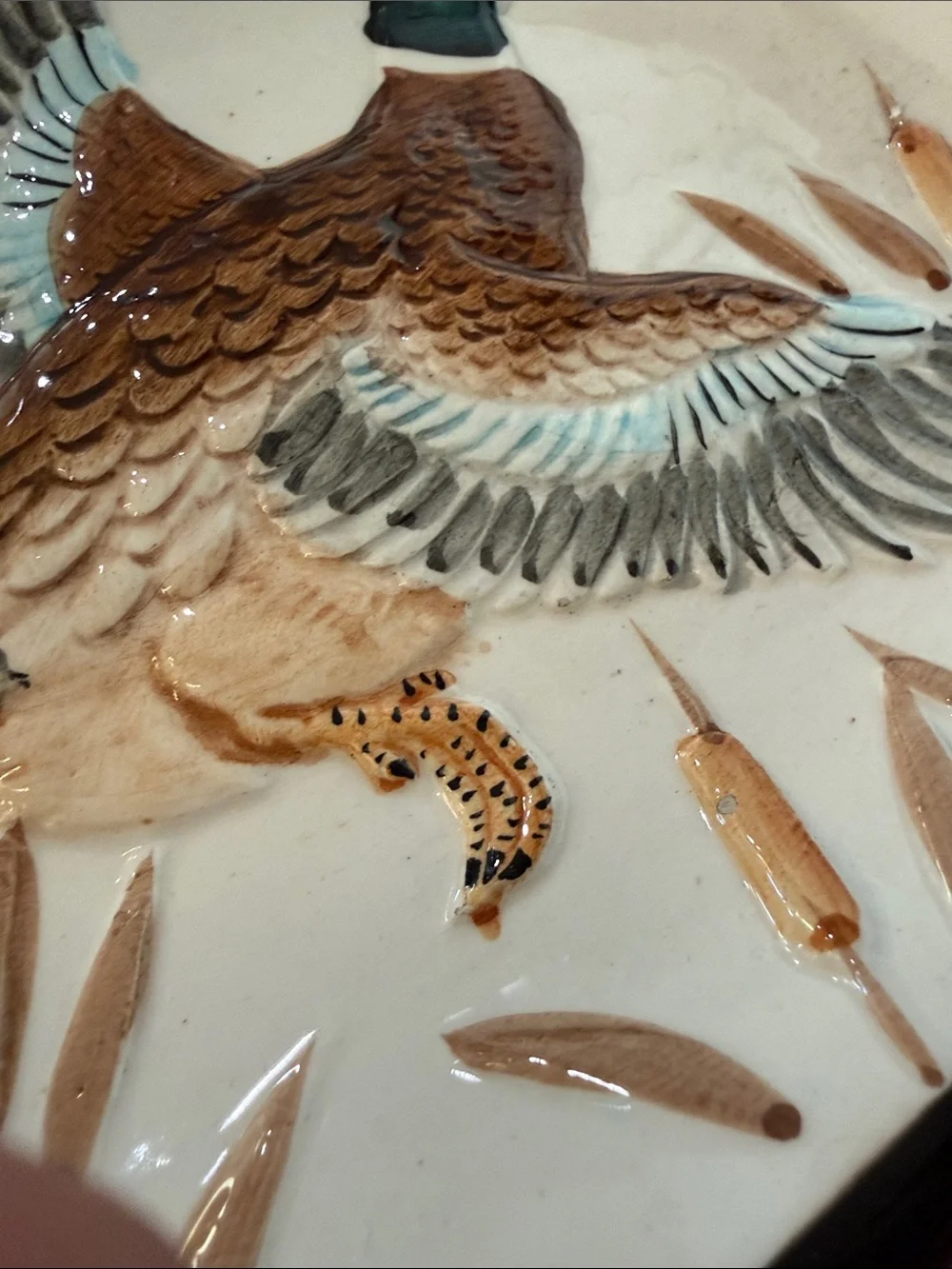 Hand-Painted Mallard Duck Ceramic Cigar Tray Vintage Hunting